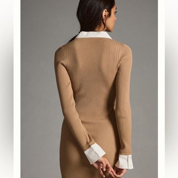 By Anthropologie • Caramel White Ribbed Polo Dress - Picture 2 of 9